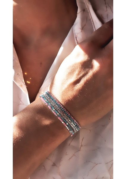 Renkli Parlak Taşlı Esnek Bileklik 6'lı fiyatları