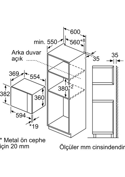 Serie 6 Ankastre Mikrodalga, BEL554MG2 Izgara Fonksiyonlu 59 x 38 cm modelleri