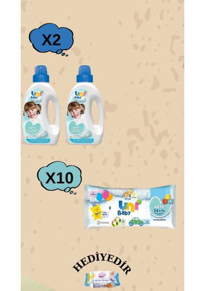 Deterjan 1500 ml 2 Adet Islak Mendil (52 Yaprak)10 Paket 520 Yaprak