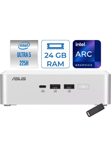 NUC15 Pro+ Intel Core Ultra 5 225H 24GB Ddr5 1tb SSD Windows 11 Pro Intel® Arc™ 130T Mini Masaüstü Bilgisayar RNUC15CRSU500002P08 + Zetta Çanta