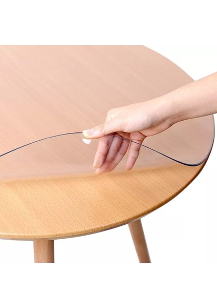 Yuvarlak 3,5mm Şeffaf Kalın Pvc Masa Örtüsü Kaymaz Koruyucu