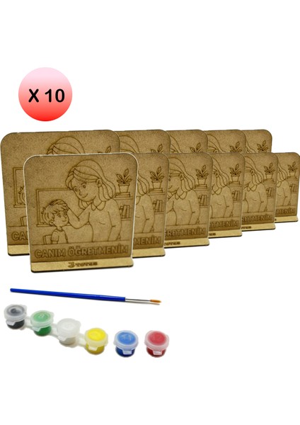 24 Kasım Öğretmenler Günü Için 10'lu Boyanabilir Ahşap Maket Hediye Seti - Öğrenci Etkinlik ve Kendin Yap (Dıy) Paketi 24 Kasım Öğretmenler Günü Için En Anlamlı Hediye: Emeğinizi Katın!