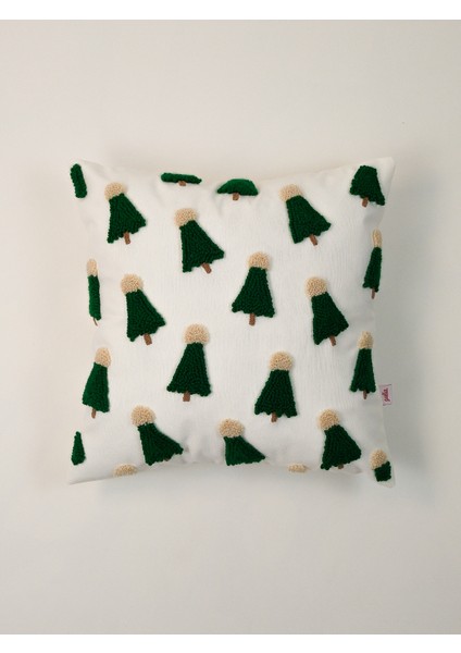 Berry Santa Tree - Yılbaşı Serisi Yeşil Noel Çam Ağacı Kadife Punch Kırlent Kılıfı
