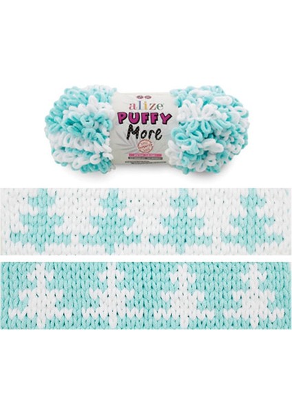 Alize Puffy More 6269 2'li Paket Kendinden Ilmekli El Örgü Ipi Battaniye, Bebek Ürünleri