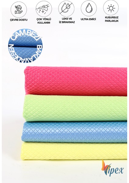 4 Adet 40X40 cm Baklava Desen Cam Bezi Kusursuz Temizlik