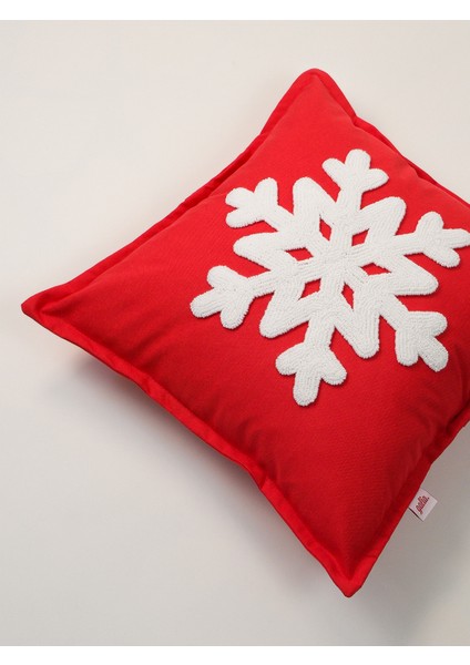 Bold Snow - Yılbaşı Serisi Noel Kar Tanesi Kırmızı Punch Kırlent Kılıfı fiyatları