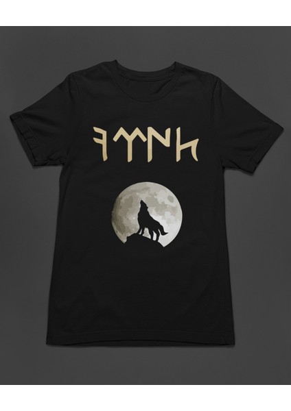 Bozkurt Kurt Türk Dolunay Göktürkçe Ay Baskılı Unisex Tişört T-Shirt