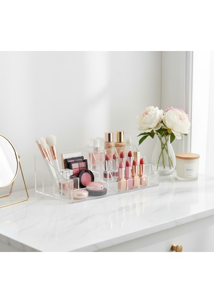 Şeffaf Makyaj Organizeri - Fırça, Ruj ve Cilt Bakım Ürünleri Için Şeffaf Düzenleyici