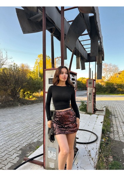 Parti Giyim Yüksek Bel Simli A Kesim Etek