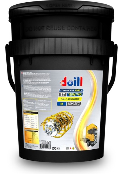 Conqueror 15W-40 3000 Mx E7 20 Litre Tam Sentetik Dizel Ağır Hizmet Yağı (Üretim Yılı: 2025)