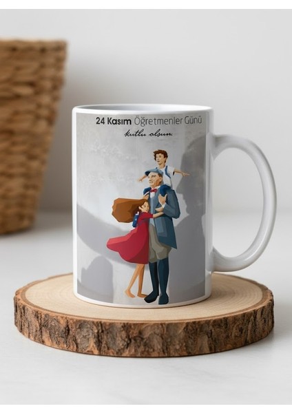 "ögretmenler Günü Özel" Tasarım Atatürk ve Ögrencileri Baskılı Kupa Bardak