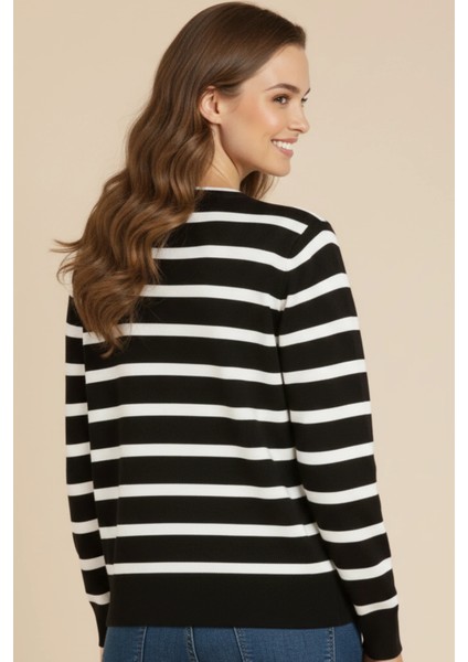 Basic Düğmeli Çizgili Uzun Kollu Ince Triko fiyatları