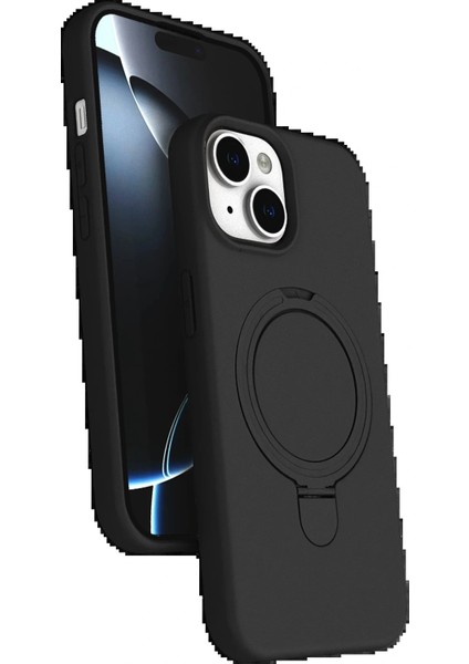 Apple iPhone 15 Plus Regal Magsafe Standlı Kapak - Siyah