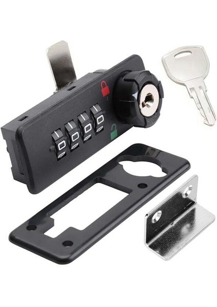 PowerMaster PM-26731 4 Haneli Şifreli Ve Anahtarlı Mekanik Siyah Çekmece Dolap Kilidi (Sol)