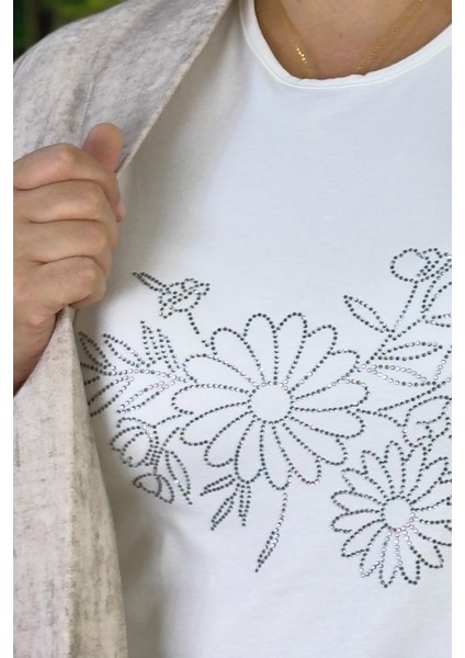 Kısa Kol Taşlı Bisiklet Yaka Bluz Katlanabilir Kol Şal Yaka Organik Keten Kumaş Ceket Ikili Takım indirimleri