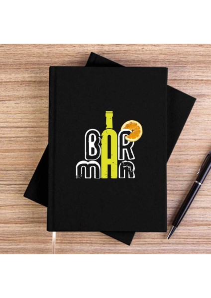 Barman Text Siyah Çizgisiz Kanvas Defter Çizgisiz