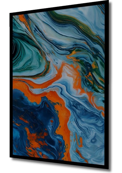 Çerçeve Görünümlü Soyut Dalgaların Dansı Dekoratif Ahşap Mdf Tablo Dikdörtgen Tablo fiyatları