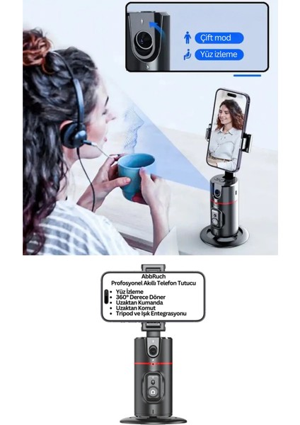 Profesyonel 360 Derece Yüz Takipli Gimbal Telefon Sabitleyici Tripod Fotoğraf/video/selfie/reels fiyatları