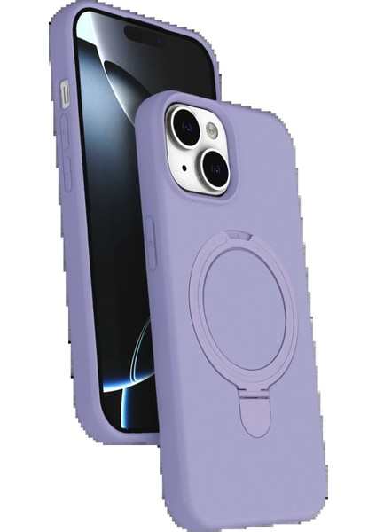 Apple iPhone 15 Plus Regal Magsafe Standlı Kapak - Lila