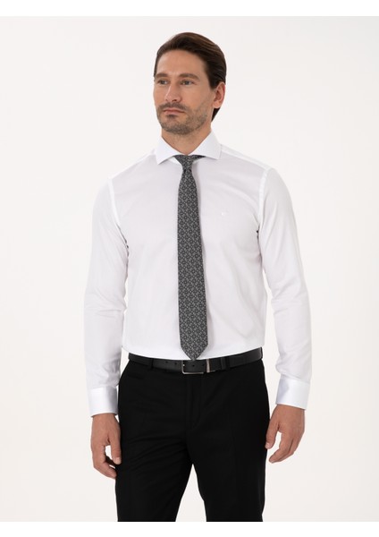 Erkek Beyaz Slim Fit Uzun Kollu Basic Gömlek 50318221-VR013 modelleri