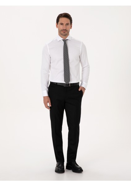 Erkek Beyaz Slim Fit Uzun Kollu Basic Gömlek 50318221-VR013 fırsatları