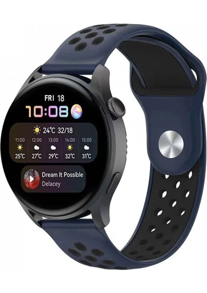 Watch 20MM Spor Delikli Kordon - Lacivert-Siyah