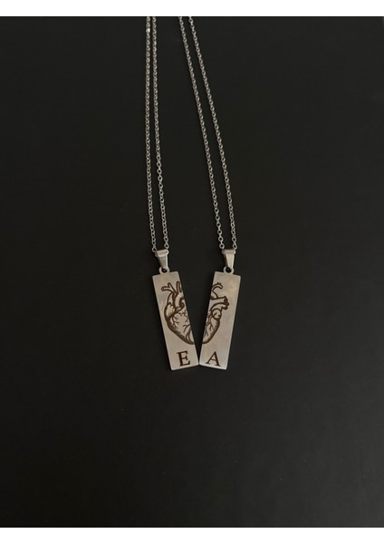 Paslanmaz Çelik Çift Yarım Kalp Kolye