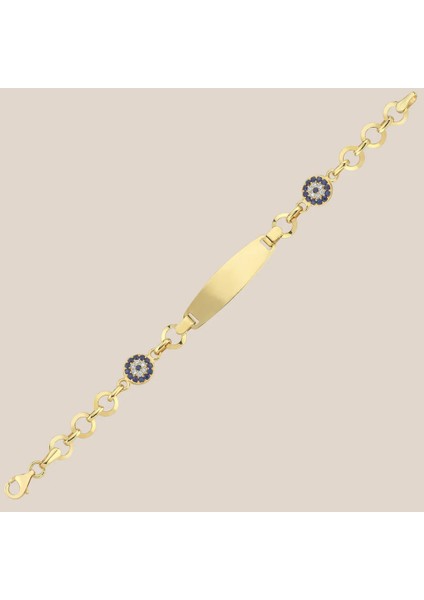 Nazar Boncuklu Altın Çocuk Künyesi