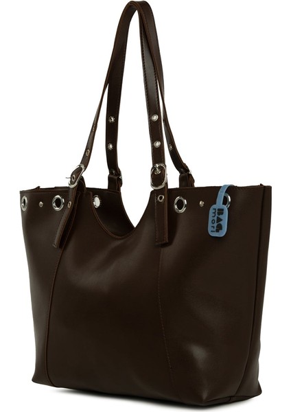 Kahverengi Kuş Gözü Detaylı Kemerli Tote Çanta fiyatları