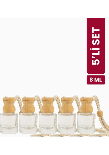 Silindir Tekrar Doldurulabilir Boş Oto Kokusu Şişesi 8 ml | 5 Adet