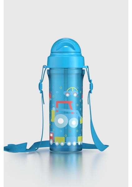 Migo Araba Desenli 300 ml Askılı Pipetli Pp Bebek Suluk 912013 Mavi