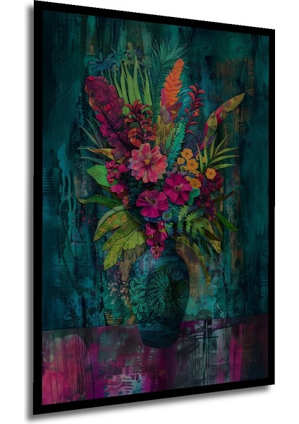 Çerçeve Görünümlü Parlak Çiçek Aranjmanı Dekoratif Ahşap Mdf Tablo Dikdörtgen Tablo modelleri