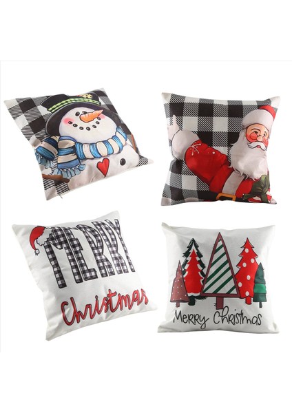 Noel Yastığı Kapakları 18X18 Set 4 Noel Süslemeleri Çiftlik Evi Yastıklar Atma Snowman Yastık Kılıfı Ev Dekor (Yurt Dışından) modelleri