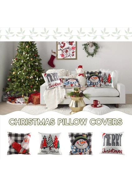 Noel Yastığı Kapakları 18X18 Set 4 Noel Süslemeleri Çiftlik Evi Yastıklar Atma Snowman Yastık Kılıfı Ev Dekor (Yurt Dışından) fırsatları