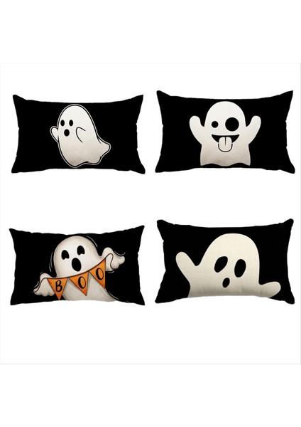Cadılar Bayramı Hayalet Yastık Kılıfı Tatil Oturma Odası ve Yatak Odası Dekorasyonu Kanepe Yastık Kapağı Yastık Çekirdeği Olmayan 30X50CM (Yurt Dışından)