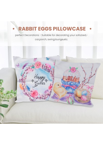 4pcs Yastık Kapağı Mutlu Paskalya Yumurtaları Tavşan Yastık Kılıfı Kanepe Paskalya Ev Dekorasyonları 45X45CM (Yurt Dışından) fırsatları