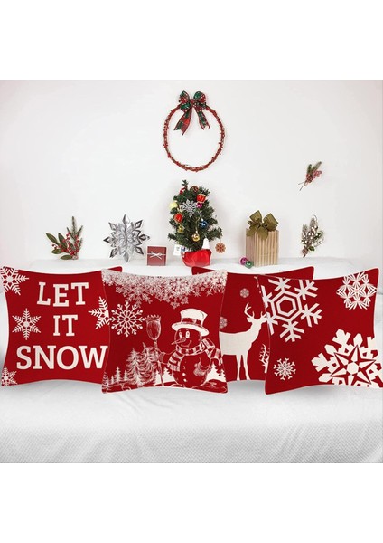 18X18 Inç 4 Noel Açık Yastık Kapakları Su Geçirmez Yastık Kılıfları Yeni Yıl Yastık Dekoru (Yurt Dışından) fiyatları