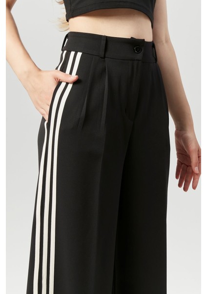 Kadın Şerit Detaylı Palazzo Pantolon