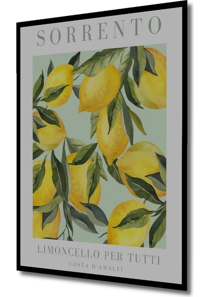 Çerçeve Görünümlü Sorrento Limon Temalı Dekoratif Ahşap Mdf Ev Duvar Tablo Dikdörtgen Ev Duvar Tablo fiyatları
