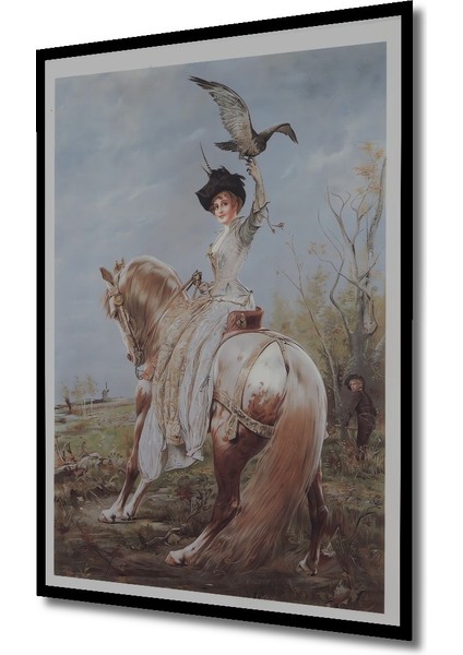 Çerçeve Görünümlü Binici Kadın ve Kuş Ahşap Mdf Dekoratif Ev Duvar Tablo Dikdörtgen Ev Duvar Tablo fiyatları