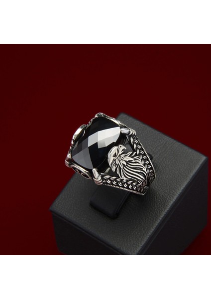 718A Siyah Zirkon Gümüş Yüzük modelleri