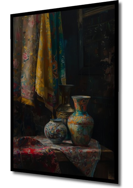 Çerçeve Görünümlü Vintage Çini Vazo Ile Ahşap Mdf Dekoratif Ev Duvar Tablo Dikdörtgen Ev Duvar Tablo fiyatları