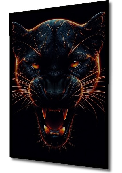 Çerçeve Görünümlü Parlayan Kara Panter Ahşap Mdf Dekoratif Ev Duvar Tablo Dikdörtgen Ev Duvar Tablo fiyatları