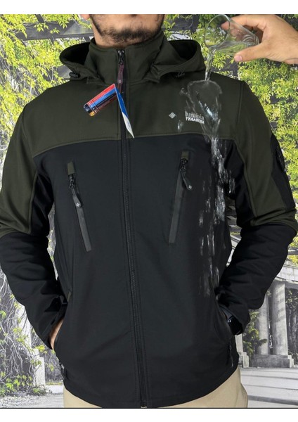 Taktikal Tactikal Softjel Içipolar Sıvı ve Rüzgar Geçirmez Outdoor Kışlık Mont Kapüşon Fermuarlı