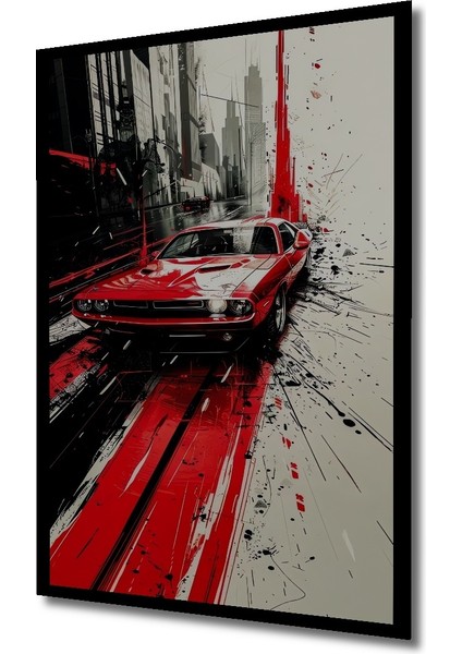 Çerçeve Görünümlü Kırmızı Klasik Araba Ahşap Mdf Dekoratif Ev Duvar Tablo Dikdörtgen Ev Duvar Tablo fiyatları