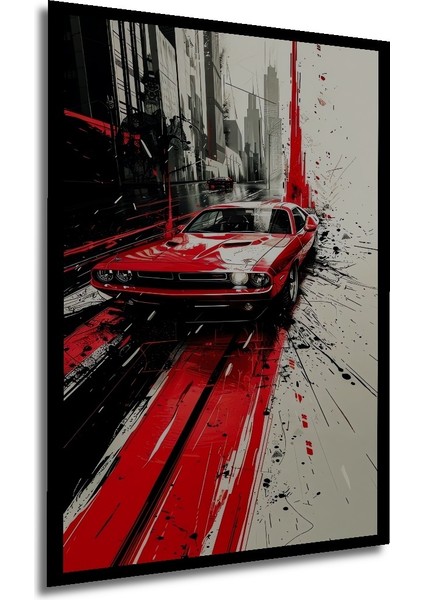 Çerçeve Görünümlü Kırmızı Klasik Araba Ahşap Mdf Dekoratif Ev Duvar Tablo Dikdörtgen Ev Duvar Tablo modelleri