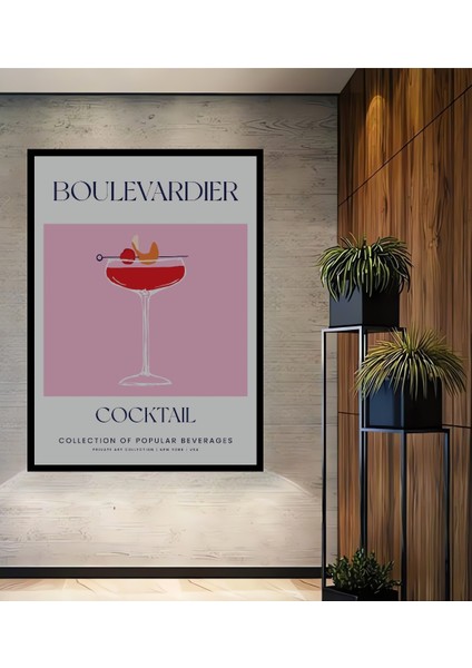 Çerçeve Görünümlü Boulevardier Kokteyl Dekoratif Ahşap Mdf Ev Duvar Tablo Dikdörtgen Ev Duvar Tablo