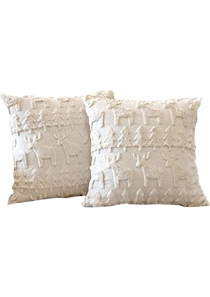 2 Yumuşak Peluş Kısa Yün Velvet Dekoratif Atma Yastığı Seti Kapaklar Kare Lüks Tarzı Yastık Kılıfı Yastık Kabuğu (Yurt Dışından)