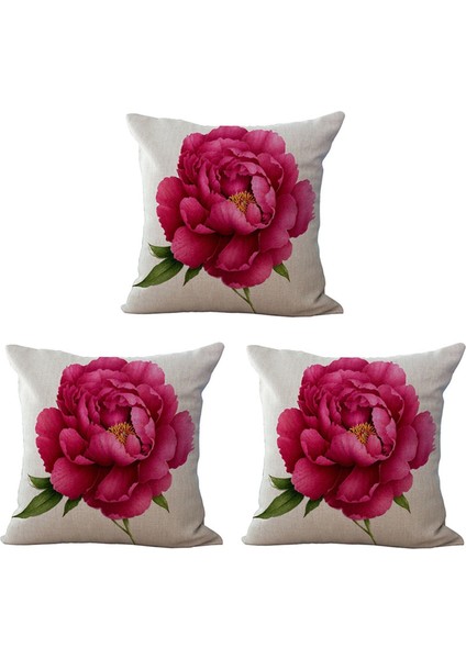 3x Vintage Çiçek/çiçek Keten Dekoratif Atma Yastığı Kılıf Yastık Kapağı Ev Çörek Dekoratif Gül (Yurt Dışından)