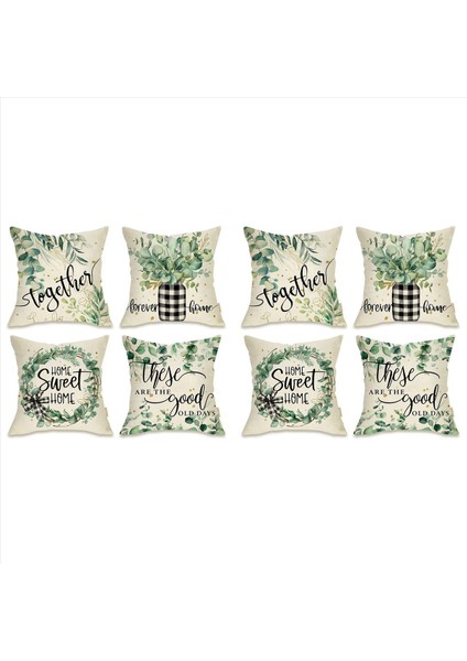 Bahar Yastığı Kapağı 18X18 Set 8 Okaliptüs Yaprağı Çiftlik Evi Yastık Bahar Süslemeleri Kanepe Yastık Kılıfı (Yurt Dışından)